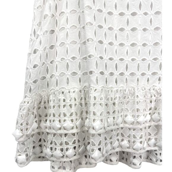 Anthropologie Maeve Monika White Beaded Eyelet Sleeveless Blouse size Small - Picture 3 of 8
